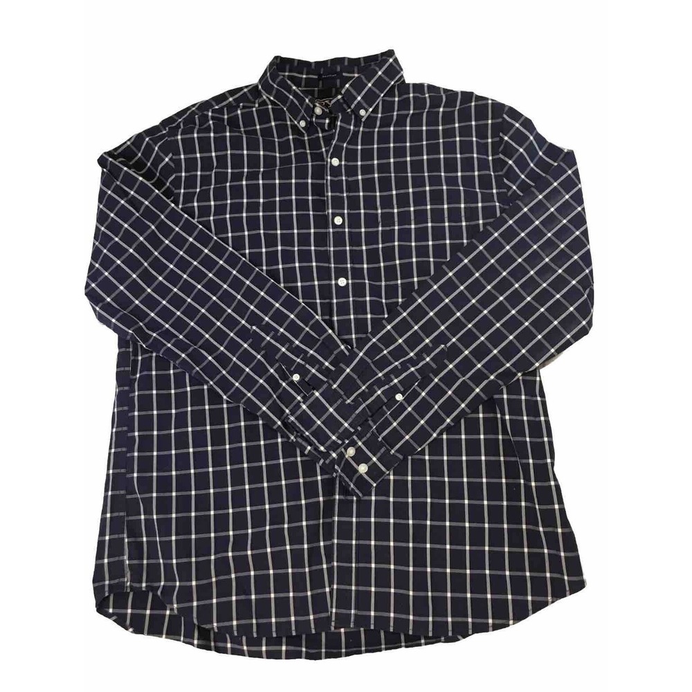 Hawker Rye Mens XL Button Down Shirt Regular Fit Casual Dress Western Navy Blue